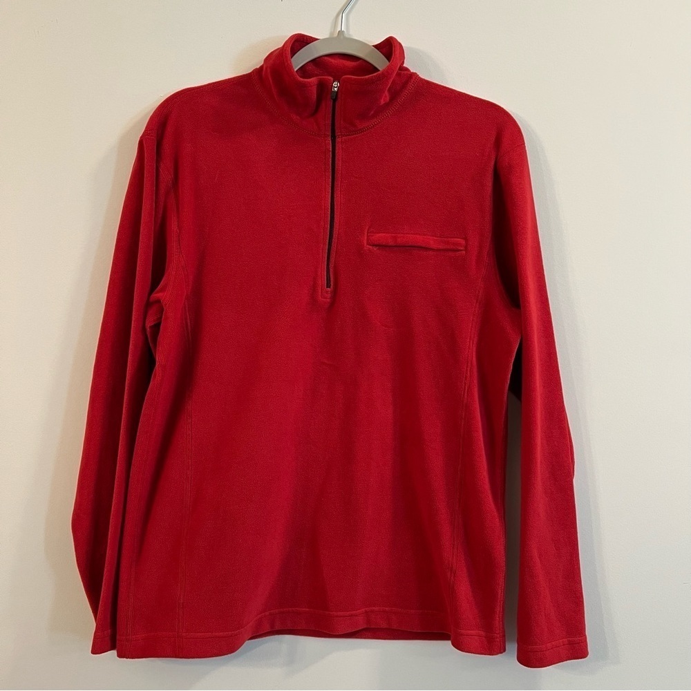 Men’s L.L. Bean red fleece half zip pullover size Small S